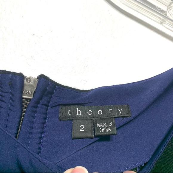 Theory Joena Dress Color Block Blue & Black Short Sleeve Career Business size 2 - Picture 3 of 7